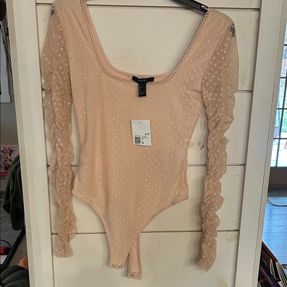 Forever 21 Cream Polka Dot Bodysuit